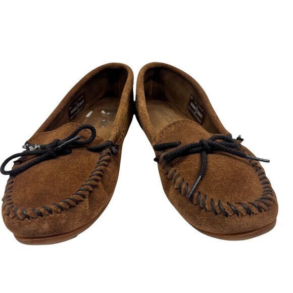 Minnetonka Suede Cinnamon Brown Moccasins Size 9.5 Shoes Slippers Flats - Picture 6 of 9
